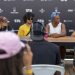 Sky Brown, Augusto Akio, Cordano Russel e Rayssa Leal durante coletiva de imprensa do Pro Tour Rio de Janeiro 2025 — Foto: Divulgação/STU