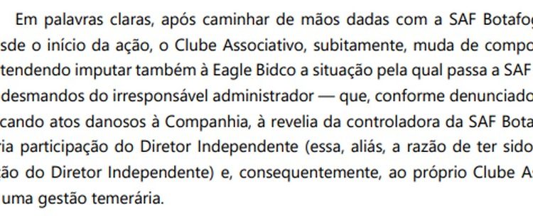 Textor foi novamente criticado pela Eagle Football Holdings em petição protocolada nesta quinta-feira — Foto: Reprodução