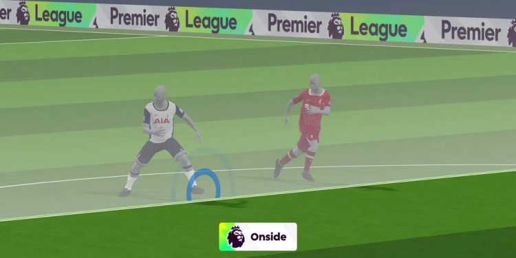 Exemplo de jogada analisada pelo impedimento semiautomático — Foto: Reprodução/Premier League
