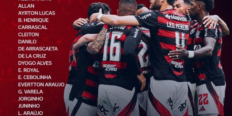 Relacionados pelo Flamengo para enfrentar o Bragantino — Foto: Divulgação