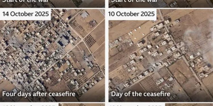 BBC revela que desde o cessar-fogo, Israel destruiu mais de 1.500 edifícios em Gaza — Foto: Reprodução/BBC