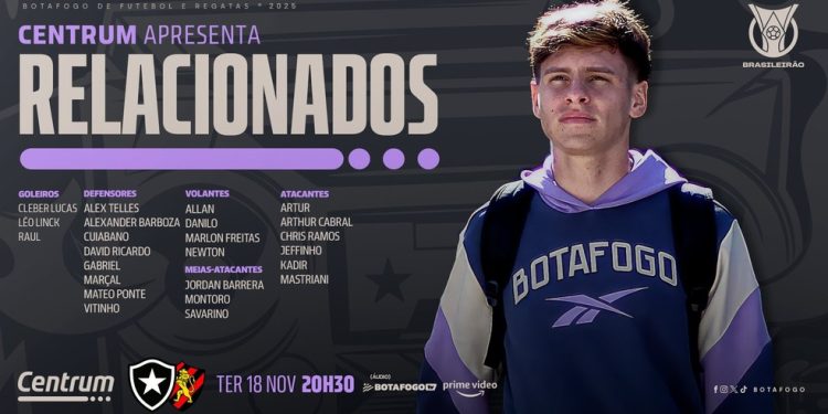 Relacionados do Botafogo para jogo contra Sport — Foto: Reprodução