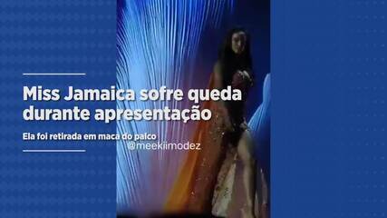 Miss Jamaica sofre queda durante apresentação