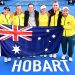 Storm Hunter, Ellen Perez, Kimberly Birrell, Maya Joint , Talia Gibson e Nicole Pratt celebram vitória cobtra o Brasil na Billie Jean King Cup — Foto: William WEST / AFP