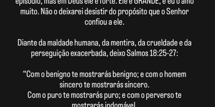Michelle Bolsonaro publica mensagem nos stories e diz confiar na "Justiça de Deus" após prisão de Bolosnaro — Foto: Reprodução/Redes sociais