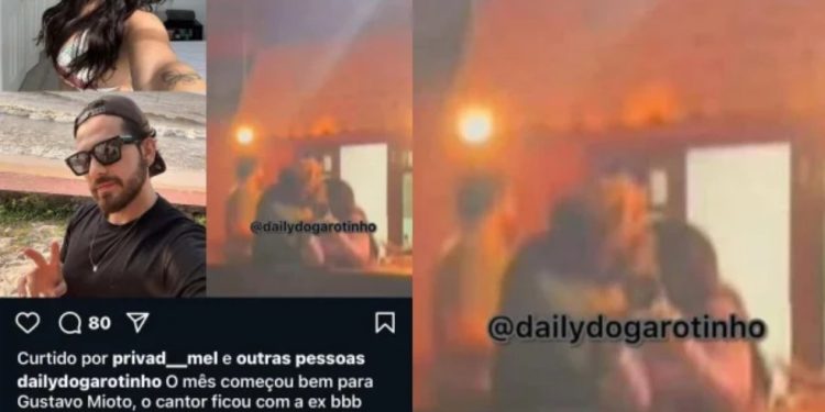 Gustavo Mioto foi flagrado aos beijos com ex-BBB Larissa Santos após término com Ana Castela — Foto: Reprodução Instagram