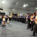 Equipes de bombeiros e segurança atuaram para controlar incêndio na região de pavilhões da Blue Zone e seguem monitorando — Foto: Rafael Garcia