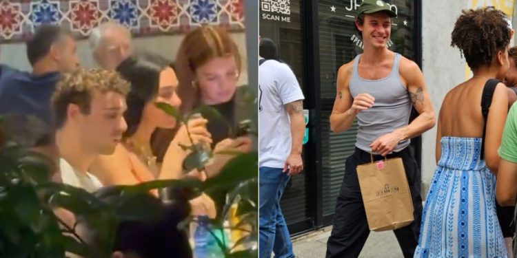 Dua Lipa em restaurante no Rio, e Shawn Mendes nas ruas de Salvador — Foto: Reprodução/X