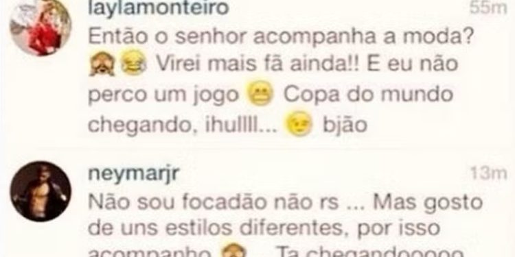 Neymar flertou com Layla publicamente no Instagram — Foto: Reprodução