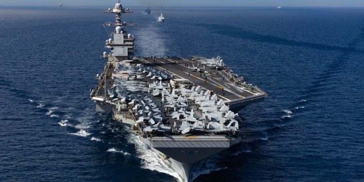 USS Gerald R. Ford é o porta-aviões mais letal dos EUA e foi enviado à América do Sul — Foto: Divulgação