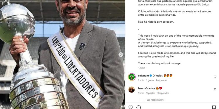 Postagem de Artur Jorge relembrando o título da Libertadores — Foto: Reprodução
