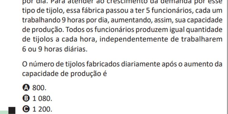 Enem: questão sobre fábrica de tijolos — Foto: Reprodução