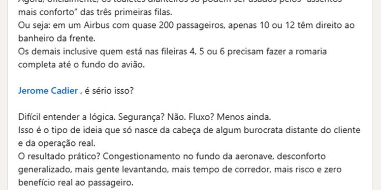 Publicação no Linkedin expondo nova regra da Latam gera revolta entre usuários — Foto: Reprodução/Linkedin