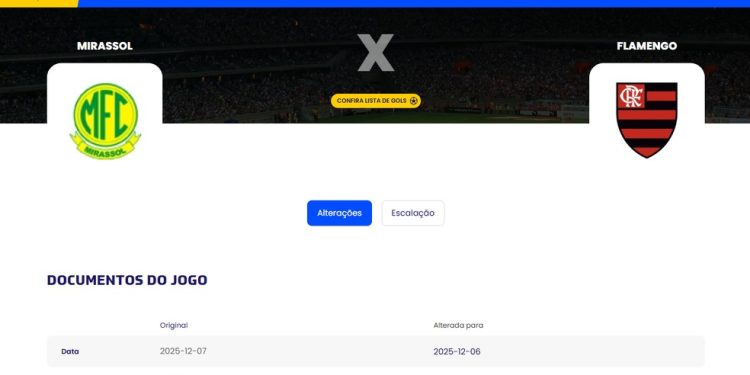 CBF antecipa Mirassol x Flamengo — Foto: Reprodução