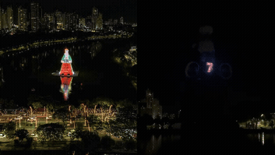 Com 27 metros, Londrina inaugura maior Papai Noel flutuante do mundo; imagens