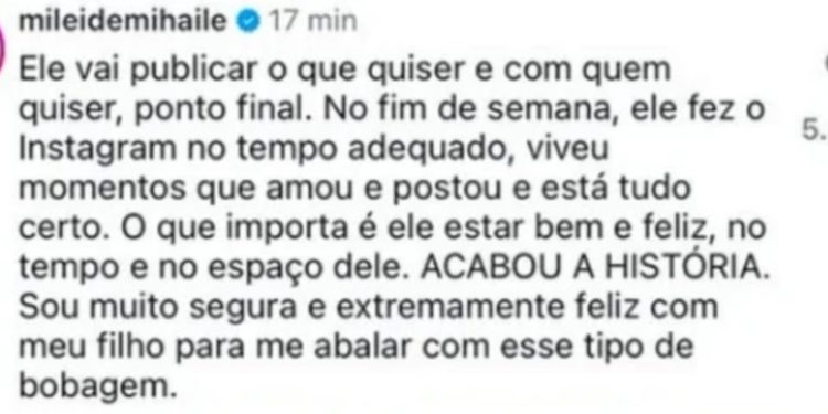 Mileide Mihaile se pronuncia após polêmica no primeiro post do filho com Wesley Safadão — Foto: Reprodução Instagram