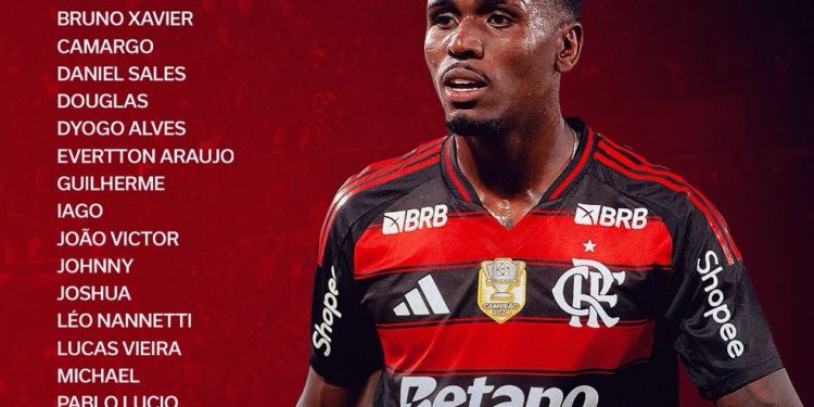 Relacionados do Flamengo para jogo contra o Mirassol — Foto: Reprodução