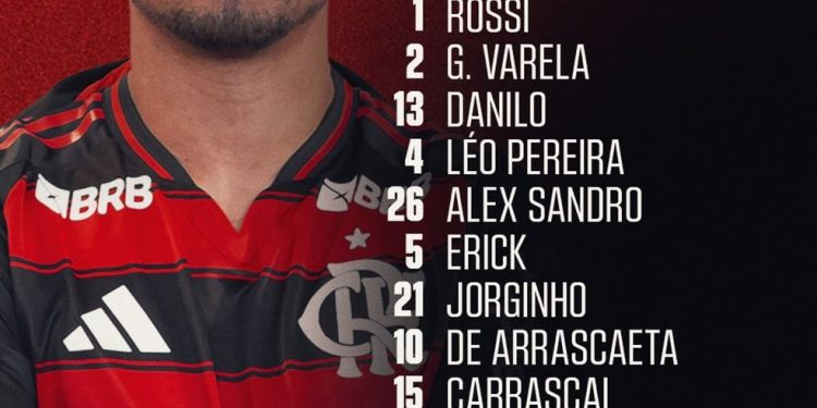 Escalação do Flamengo para jogo contra o Ceará — Foto: Divulgação