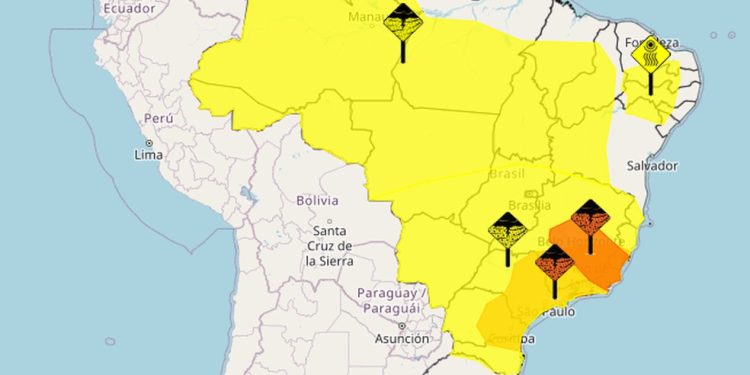 Avisos emitidos pelo Inmet para o dia 3 de dezembro — Foto: Reprodução / Inmet