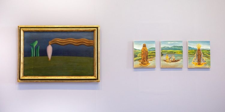 Tela de Tarsila do Amaral é exposta ao lado de obras de Jovininho, artista de Pinheiral (RJ) — Foto: Ana Branco