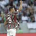 Thiago Silva comemora gol de cabeça em Fluminense x Bahia — Foto: Marcelo Theobald/Agência O Globo