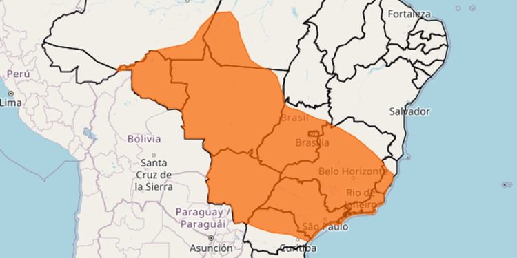 Os avisos de maior severidade são válidos para grande parte do Sudeste e Centro-Oeste — Foto: Reprodução