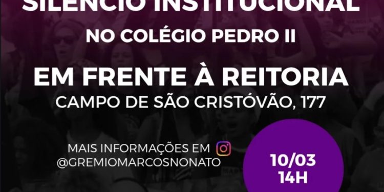 O ato promovido pelos grêmios do Colégio Pedro II após o estupro coletivo de uma adolescente em Copacabana — Foto: Reprodução / Instagram