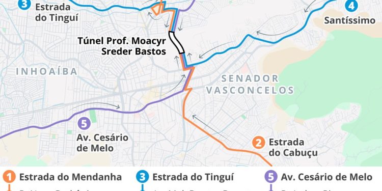 Veja os acessos ao novo túnel em Campo Grande — Foto: Editoria de Arte