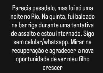 Mensagem de Eduardo Peixoto para os amigos, nas redes sociais — Foto: Reprodução/Instagram/@edu_peixoto