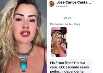 Sherazade Medina compartilha mensagem que teria sido enviada por José Carlos Costa Simonin, ex-subsecretário do governo Cláudio Castro — Foto: Reprodução