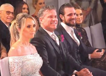 Vorcaro no casamento da irmã, Natália, com Zettel (abaixo), cerimônia celebrada por Valadão — Foto: Fotos de Reprodução