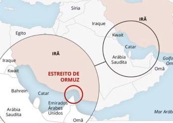 Mapa mostra onde fica localizado o Estreito de Ormuz — Foto: Arte O GLOBO