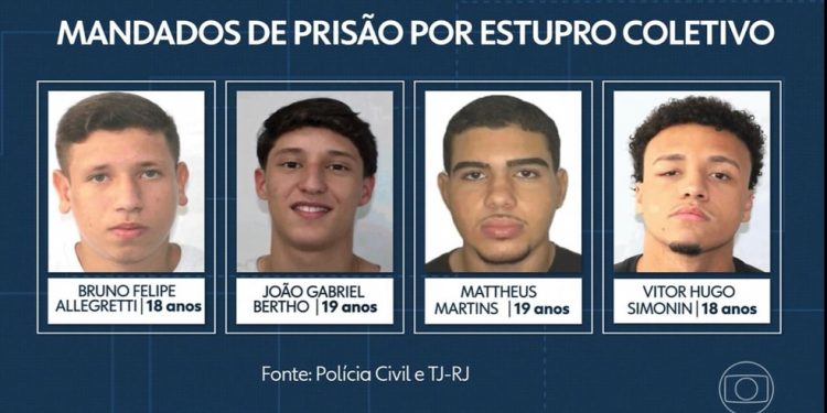 Suspeitos de cometerem estupro coletivo a uma adolescente em Copacabana — Foto: Reprodução/ Rede Globo