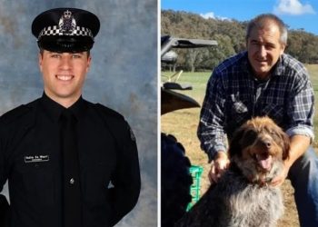 O policial sênior Vadim De Waart e o detetive Neal Thompson foram identificados como os policiais mortos em agosto de 2025 — Foto: Polícia de Victoria