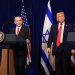 O presidente dos EUA, Donald Trump, concede uma coletiva de imprensa com o primeiro-ministro israelense, Benjamin Netanyahu, em Mar-a-Lago — Foto: JOE RAEDLE / GETTY IMAGES NORTH AMERICA / Getty Images via AFP