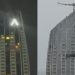 Veja antes e depois de edifício de luxo atingido por drone em Dubai — Foto: Reprodução/X
