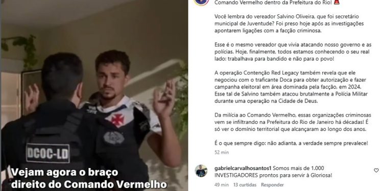 Postagem do governador Cláudio Castro — Foto: Reprodução