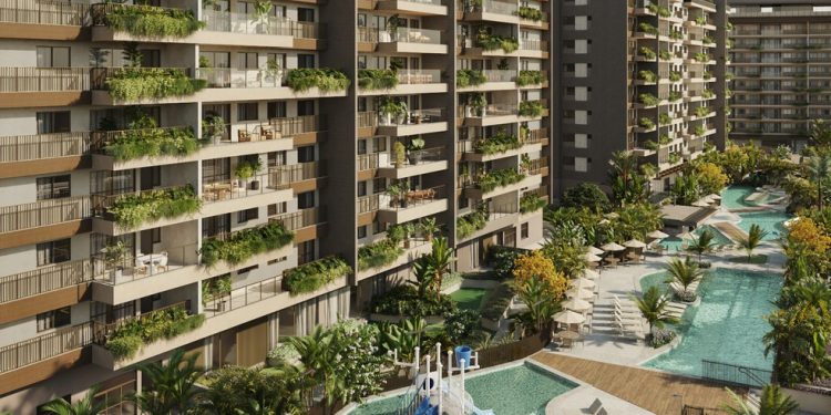 Perspectiva da área de lazer do Green Park Barra — Foto: Divulgação/Opportunity