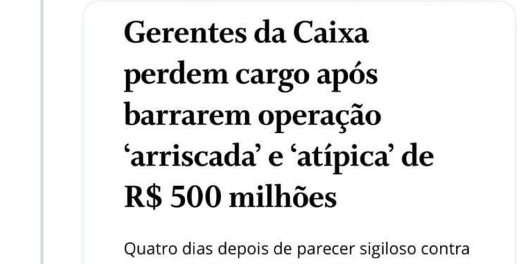 Jair Bolsonaro compartilha reportagem do GLOBO na rede social X em julho de 2024 e ataca operação suspeita do Banco Master junto à Caixa Econômica — Foto: Reprodução