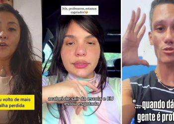 Professores vêm desabafando sobre ambiente hostil em sala de aula — Foto: Montagem com imagens de reprodução/redes sociais