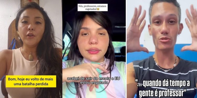 Professores vêm desabafando sobre ambiente hostil em sala de aula — Foto: Montagem com imagens de reprodução/redes sociais