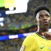 Vini Jr. foi o melhor em campo na vitória do Brasil sobre a Escócia, por 3 a 0, pela última rodada da fase de grupos — Foto: CHANDAN KHANNA / AFP