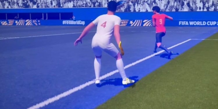 Impedimento de jogador iraniano na partida contra o Egito na Copa do Mundo — Foto: Reprodução