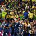Jogadores da seleção brasileira comemoram vitória por 3 a 0 sobre o Haiti, nesta sexta-feira (19) — Foto: Jewel SAMAD / AFP