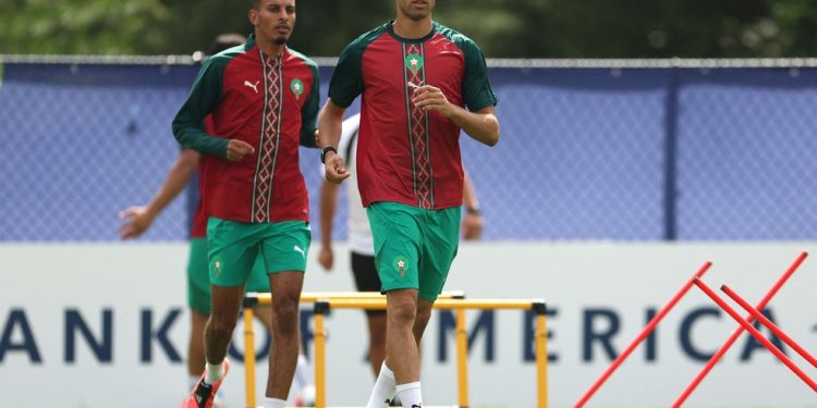 Lateral-direito Hakimi em treino do Marrocos — Foto: Mattia Ozbot / GETTY IMAGES NORTH AMERICA / Getty Images via AFP