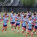 Jogadores da seleção do Japão participam de uma sessão de treinamento no Centro de Treinamento do Club Monterrey, em El Barrial, na cidade de Santiago, estado de Nuevo León, México, em 4 de junho de 2026, antes da Copa do Mundo de Futebol da FIFA 2026. — Foto: AFP