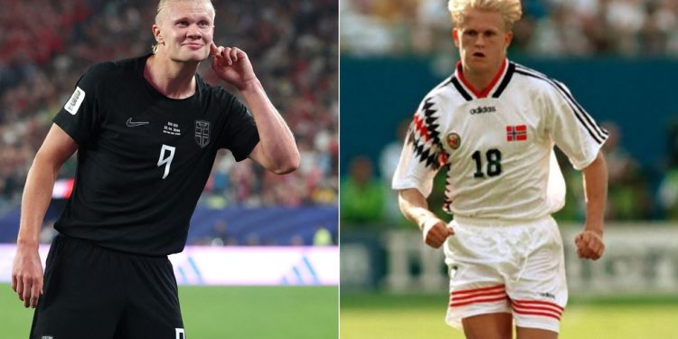 Erling Haaland e Alf-Inge Haaland — Foto: AFP e reprodução