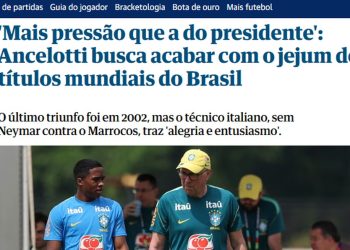 The Guardian concentra sua análise em Carlo Ancelotti — Foto: Reprodução