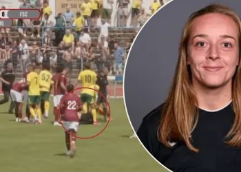 Árbitra sofre concussão após ser derrubada durante confusão em amistoso na França