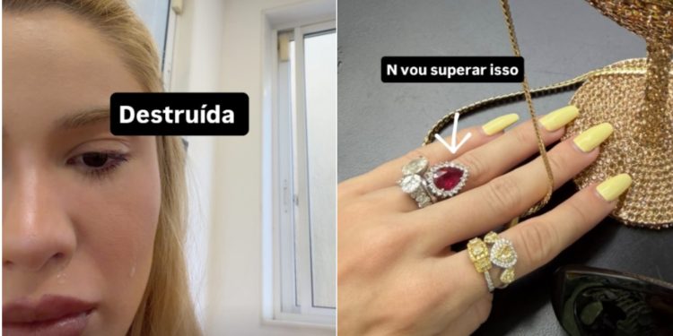 Karoline Lima diz ter perdido anel de R$ 16 mil de ouro, rubi e diamantes: 'Destruída'
